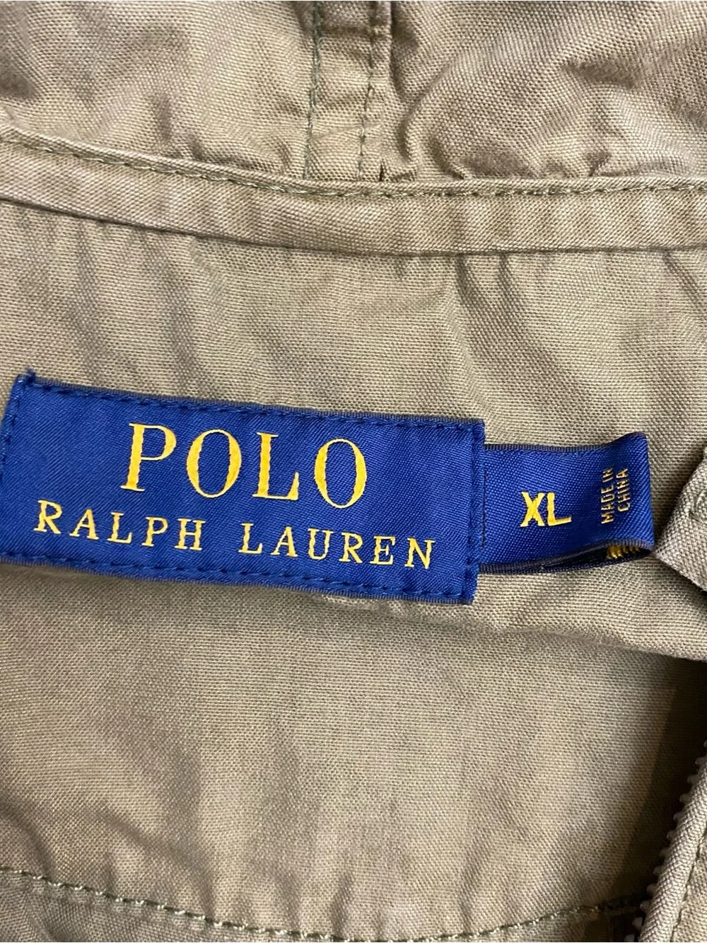 Polo by Ralph Lauren Light Olive Hooded Utility Windbreaker Jacket Retro Y2K